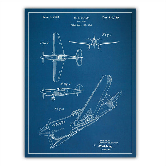 Patent 135749 - Airplane by D. R. Berlin - 1943 - Atka Inspirations