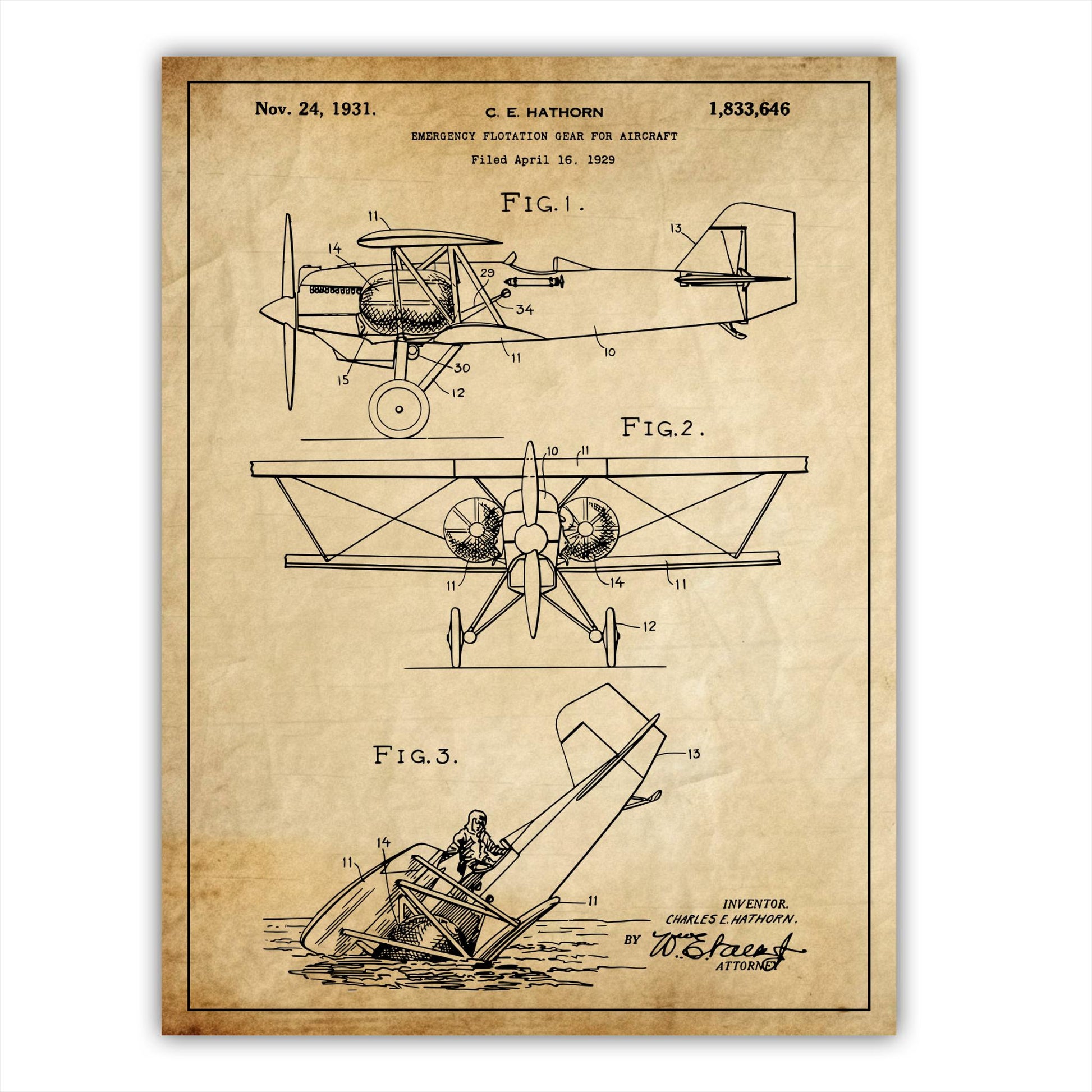 Patent 1833646 - Emergency Floation Gear For Aircraft - 1931 - Atka Inspirations