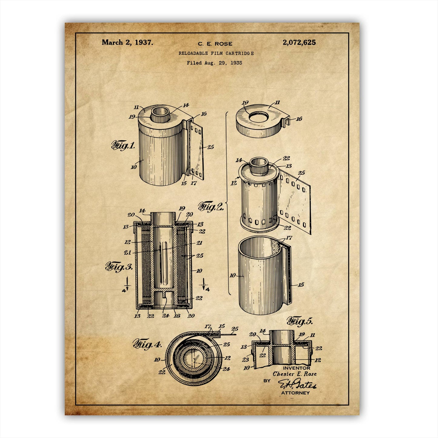 Patent 2072625 - Reloadable Film Catridge - 1937 - Atka Inspirations