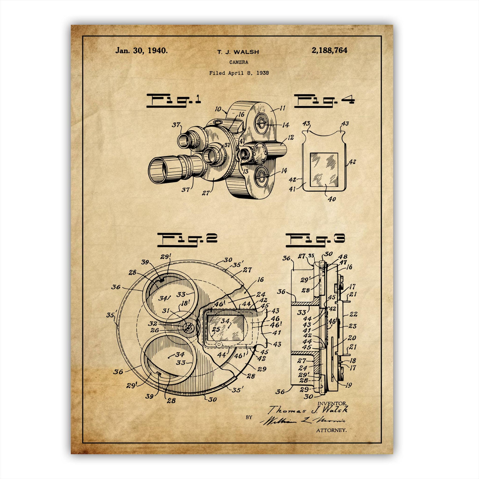 Patent 2188764 - Camera by T. J. Walsh - 1940 - Atka Inspirations