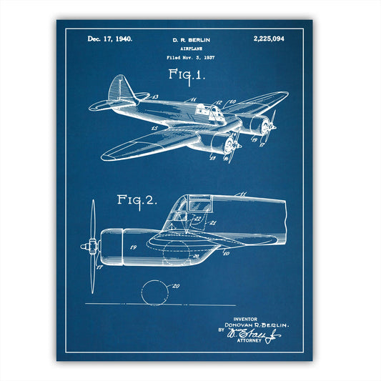 Patent 2225094 - Airplane by D. R. Berlin - 1940 - Atka Inspirations