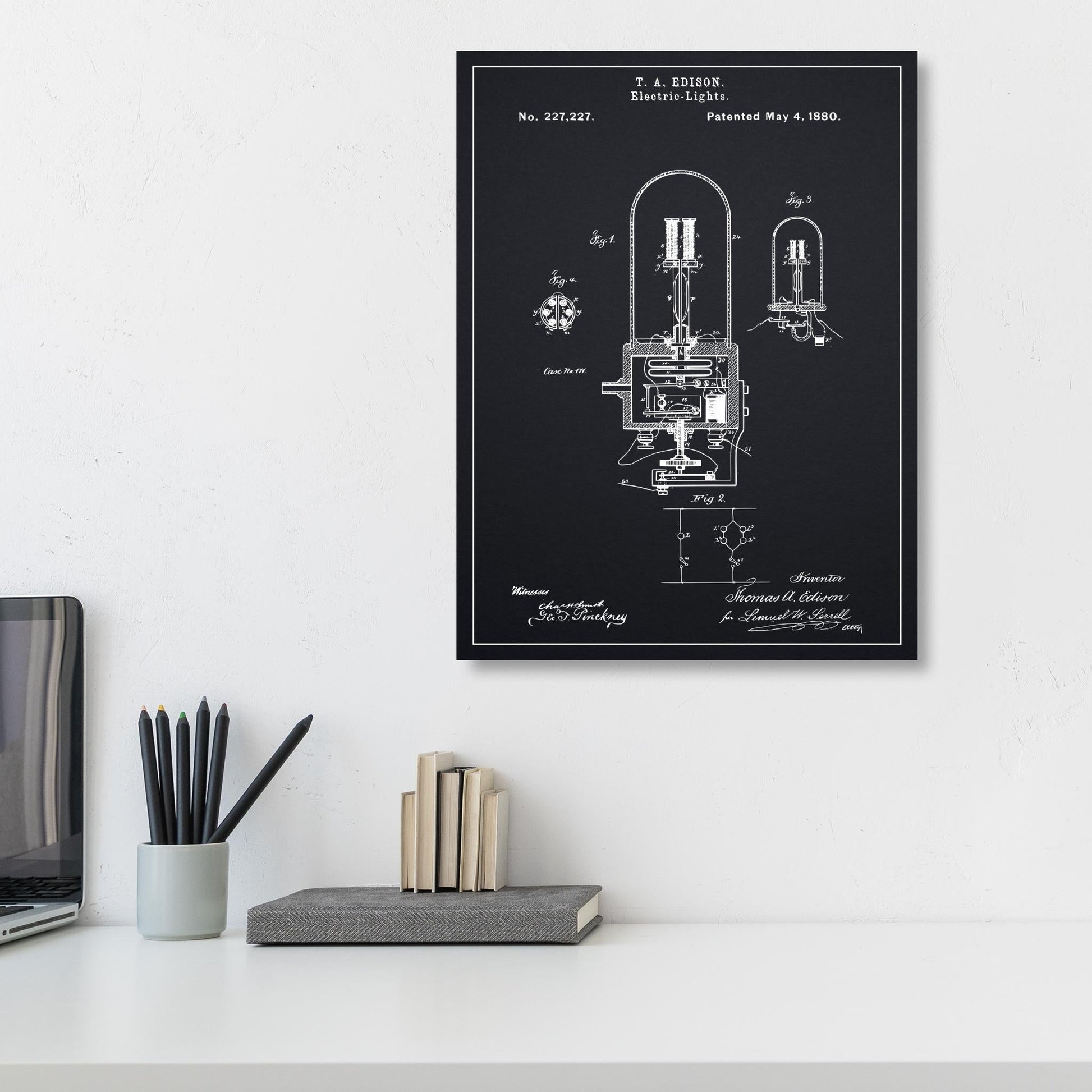 Patent 227227 - Electric Lights By Thomas Edison - 1880 - Atka Inspirations