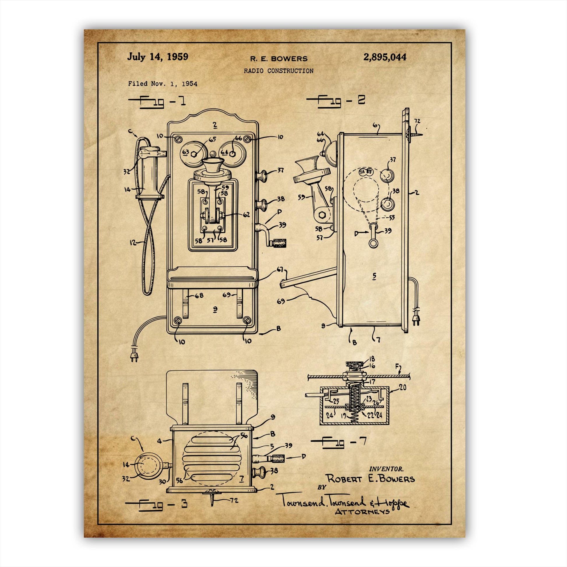 Patent 2895044 - Radio Construction by R. E. Bowers - 1959 - Atka Inspirations