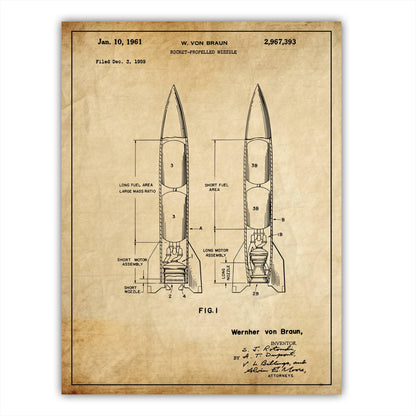 Patent 2967393 - Rocket-Propelled Missile by Wernher von Braun - 1961 - Atka Inspirations