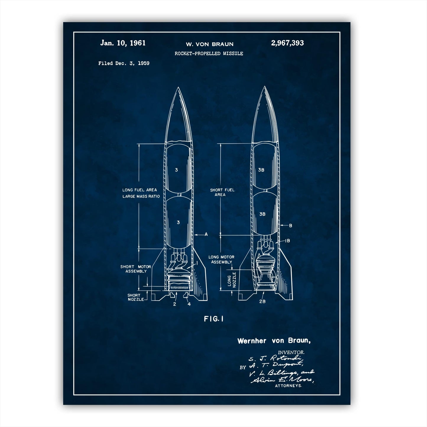 Patent 2967393 - Rocket-Propelled Missile by Wernher von Braun - 1961 - Atka Inspirations