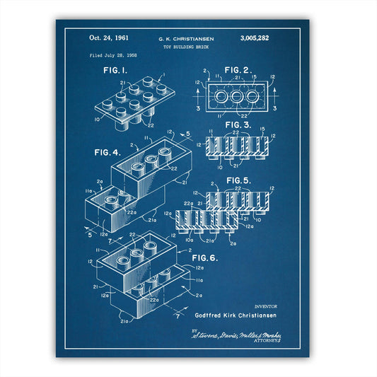 Patent 3005282 - Toy Building Brick by G. K. Christiansen - 1961 - Atka Inspirations