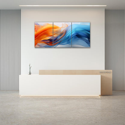 Sapphire Blue and Sunset Orange Fluid Art Poster - Atka Inspirations