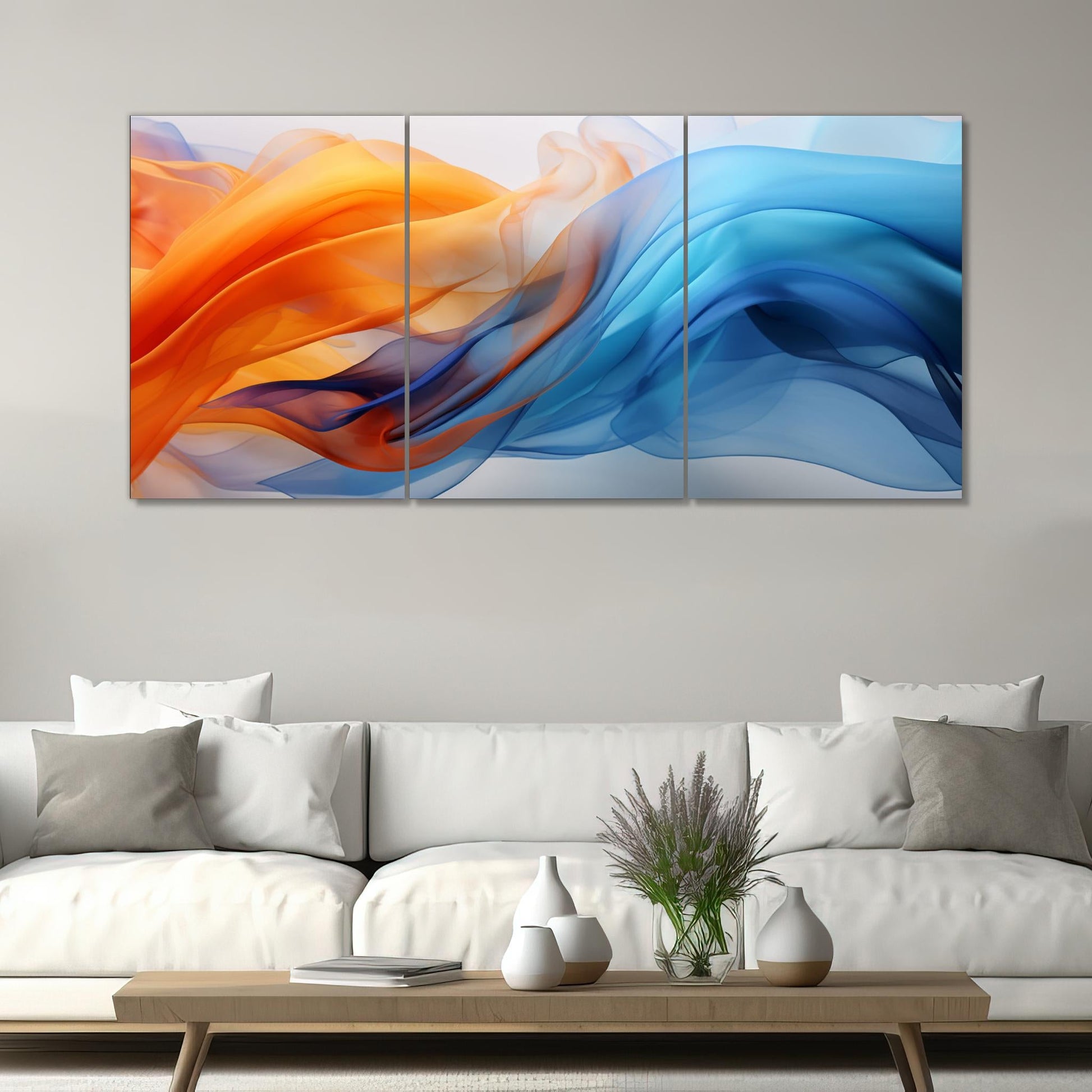 Sapphire Blue and Sunset Orange Fluid Art Poster - Atka Inspirations